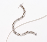 Silver Style Byzantin Sterling Silver Magnetic Clasp Bracelet, 8"